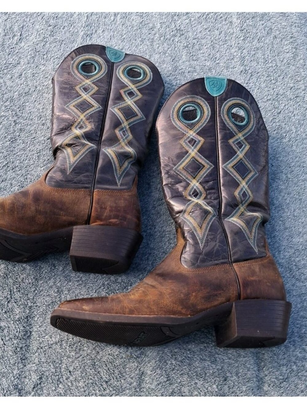 Ariat heritage Cowboy Boots Buckaroo Style Shaft Taller Riding Heel sz 11.5 Teal